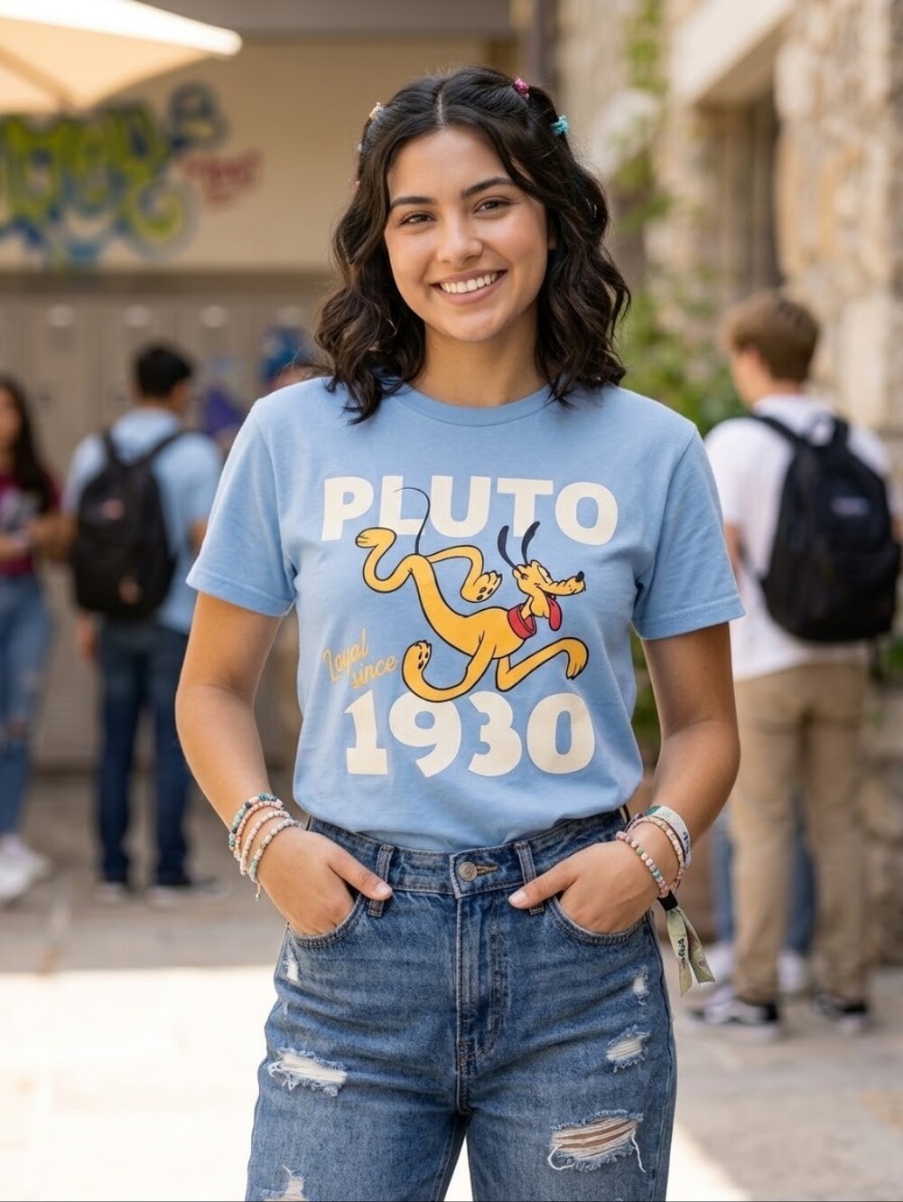 Official Disney Pluto "Loyal Since 1930" Graphic T-Shirt Light Blue XL Youth